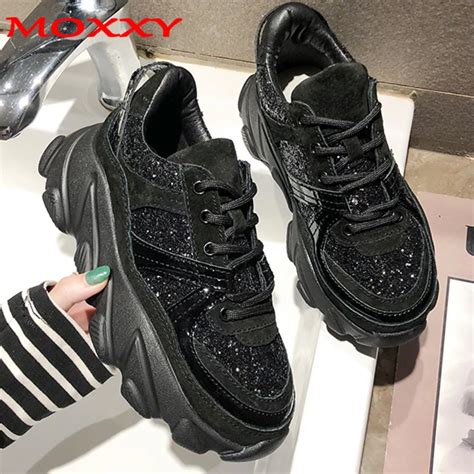 chunky black sneakers women's.